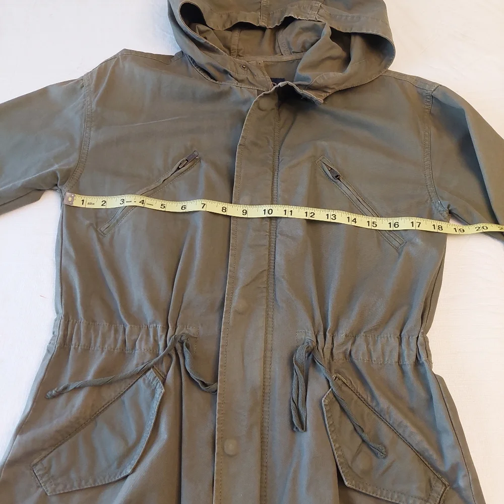 American Eagle Army Green Military Lightweight Parka Jacket Cinch Waist Size XS